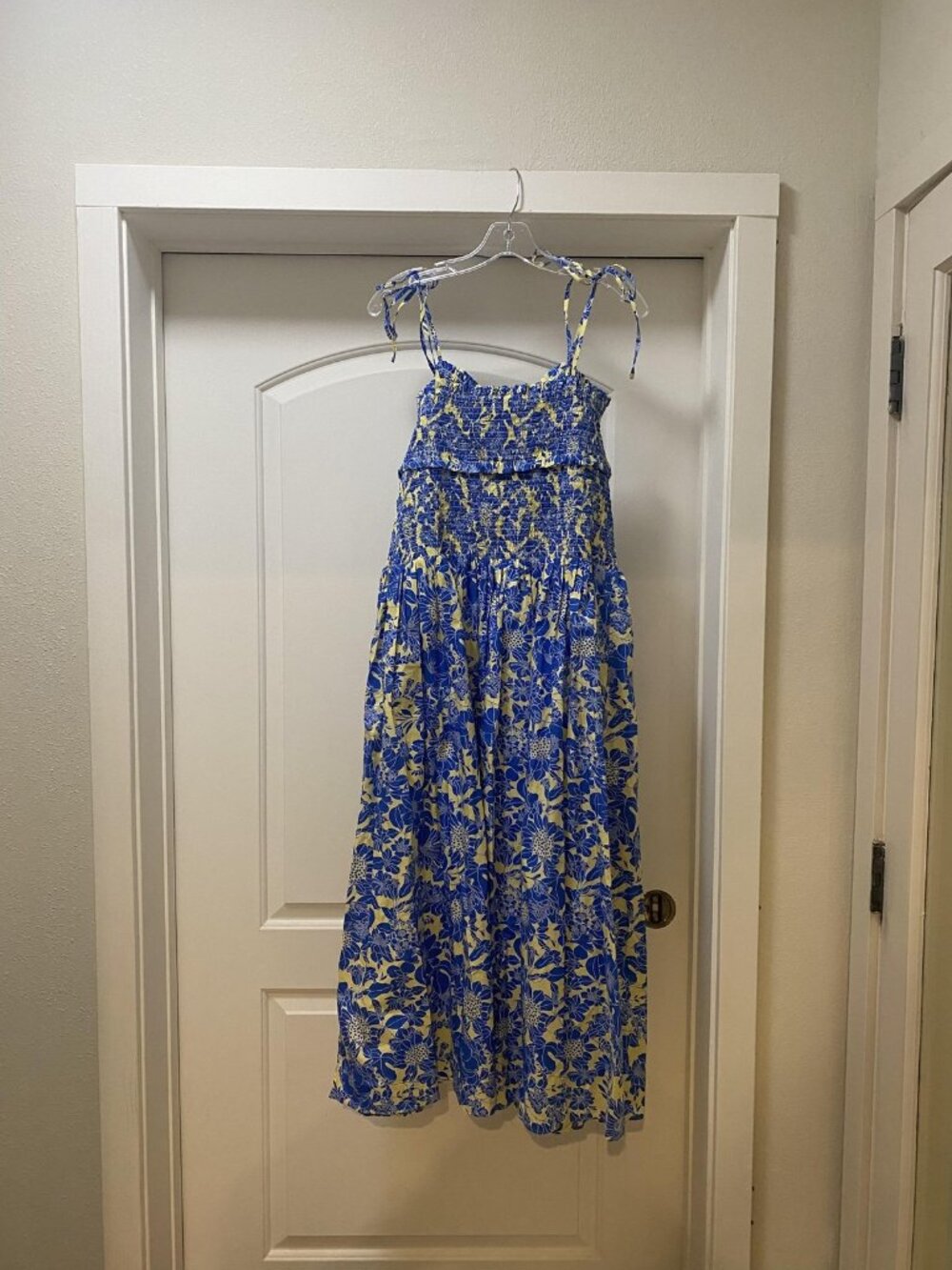 J.Crew Collection Dress Womens XL Multicolor Floral Bow Smocked Maxi Sundress - Picture 4 of 4